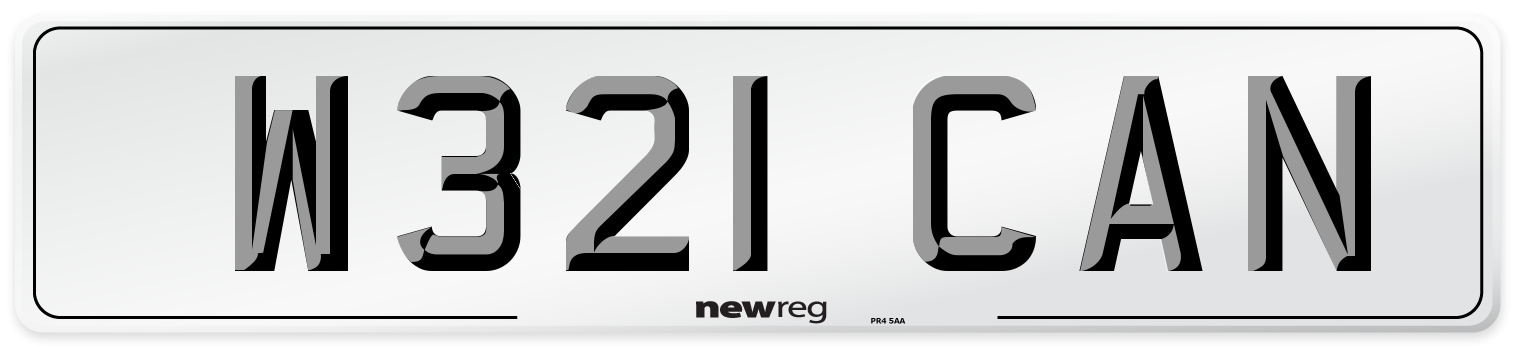W321 CAN Number Plate from New Reg